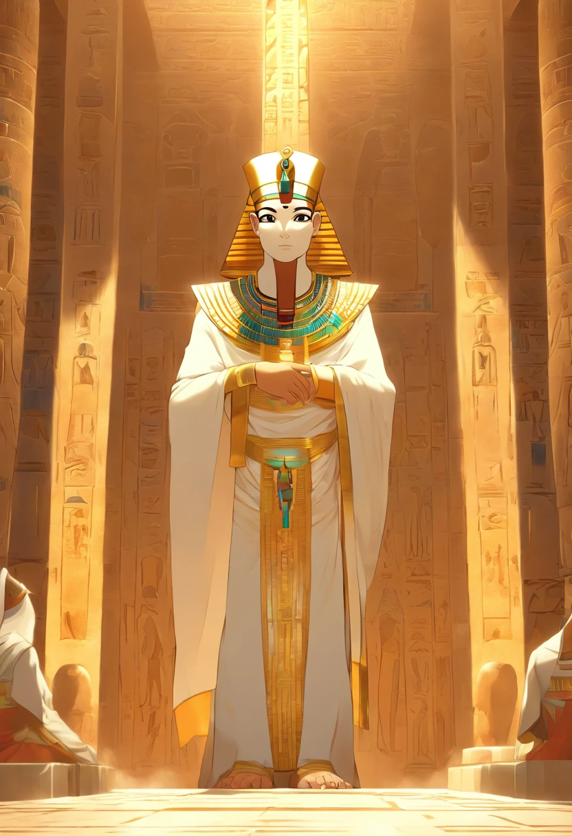 (((Ptah))) best quality, very high resolution, 4K detailed CG, masterpiece, Egyptian mythology,Ptah,Egyptian tomb, Ancient Egypt, standing pose, mummy, white robes, Egyptian clothes, Egyptian temple, desert , Ancient Egypt, ((Egyptian high priest)), Egyptian palace, aesthetics, beautiful image, centered on screen, standing pose