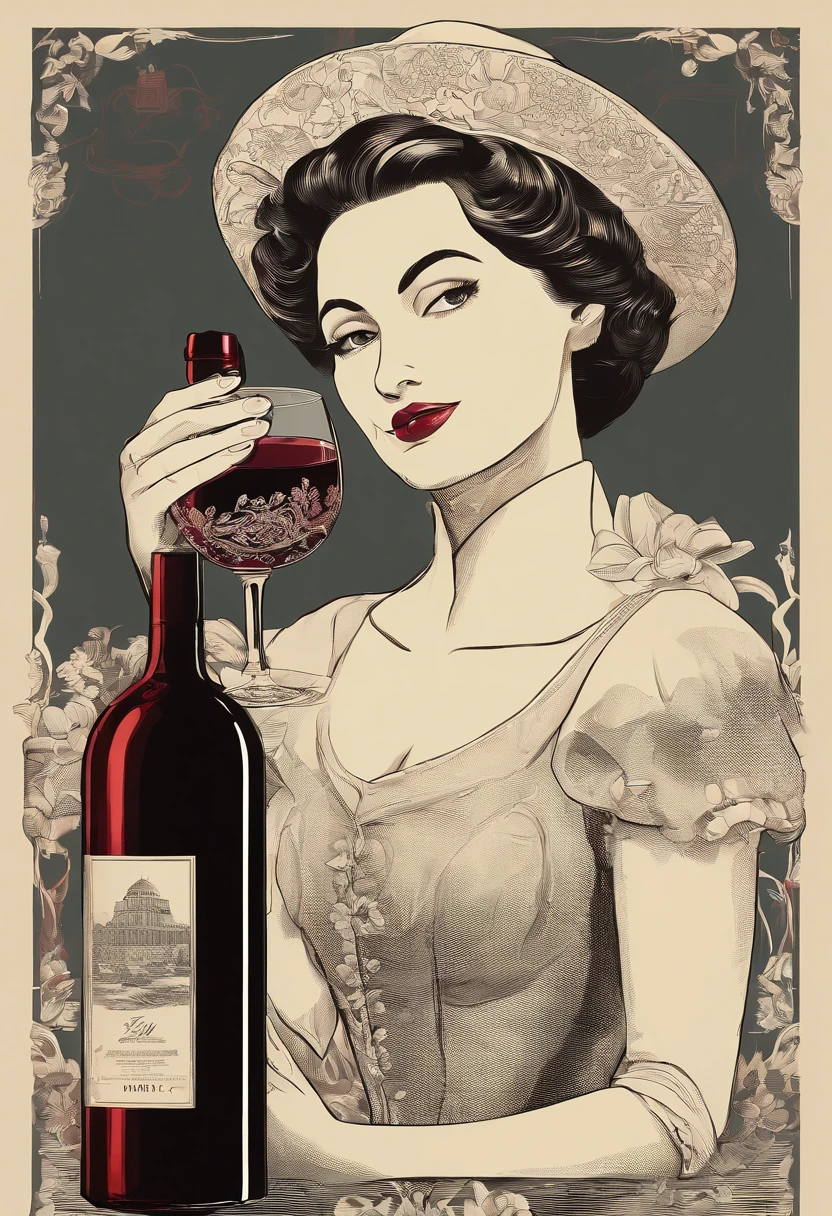 A poster by Victo Ngai，Above is a person sitting at the table，Food and drinks in front of you