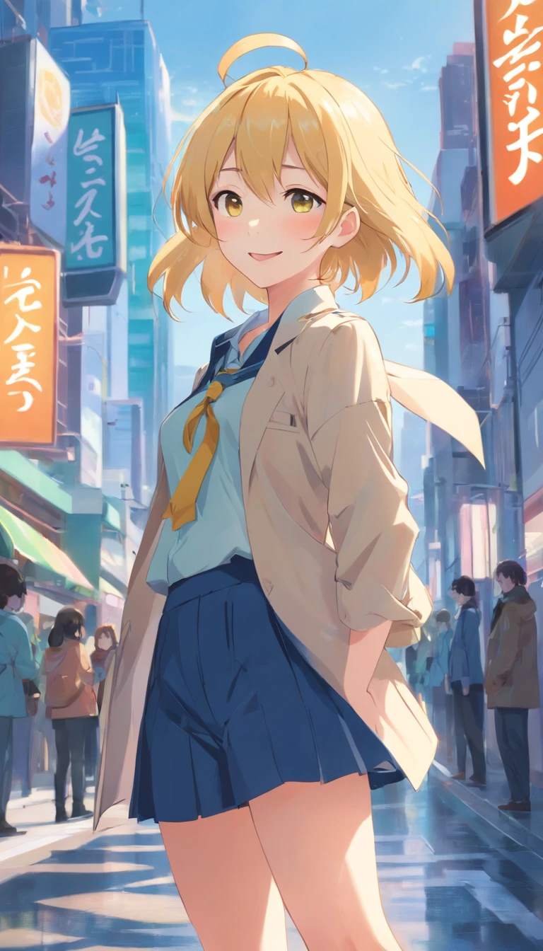 best qualtiy, tmasterpiece, 超高分辨率, realisticlying, 1 girl, Long pale yellow hair,Heterochromic pupils,plumw, Loli suit,M-legs,ssmile