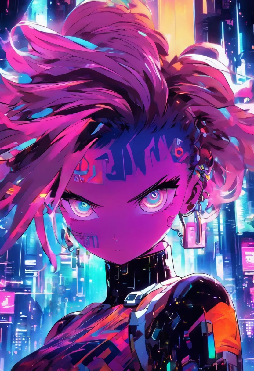 Menina anime com cabelo branco e olhos azuis com um fundo futurista, arte digital do anime cyberpunk, cyberpunk digital - arte de anime, arte de anime digital detalhada, dreamy psychedelic anime, arte de anime digital, Anime Girl with Cosmic Hair, Arte digital no Pixiv, Digital anime illustration, estilo anime 4K, Ciborgue - Menina com cabelo prateado, arte digital estilo anime, estilo de arte cyberpunk