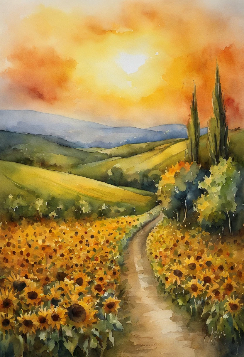 um campo de girasol