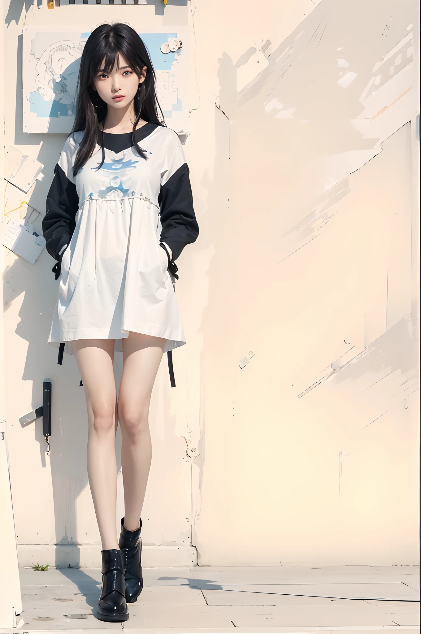 ((top-quality)), (((masterpiece)), (detaileds: 1.4), 3D, Beautiful Cyberpunk Woman Image, bob cuts, Broken black tights, leather clothes, Electromechanical, nffsw(HighDynamicRange), Ray traching, NVIDIA RTX, Hyper-Resolution, Unreal 5, Sub-surface scattering, PBR Texture, Postprocess, Anisotropy Filtering, depth of fields, Maximum sharpness and acutance, Multilayer Texture, Albedo and Highlight Maps, Surface Coloring, Accurate simulation of light-material interactions, perfectly proportions、octane renderings、two tone lighting、Large aperture、Low ISO、White Balance、thirds rule、8K Raw、masterpiece、top-quality、(8k extremely detailed CG unit wallpaper)(top-quality)、(The best illustrations)、(Best Shadows), blue eyes, long hair, big tits, super detailed hand