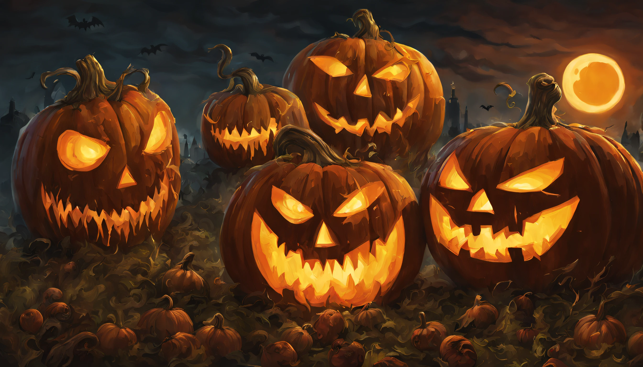 invasion of zombified Halloween pumpkins