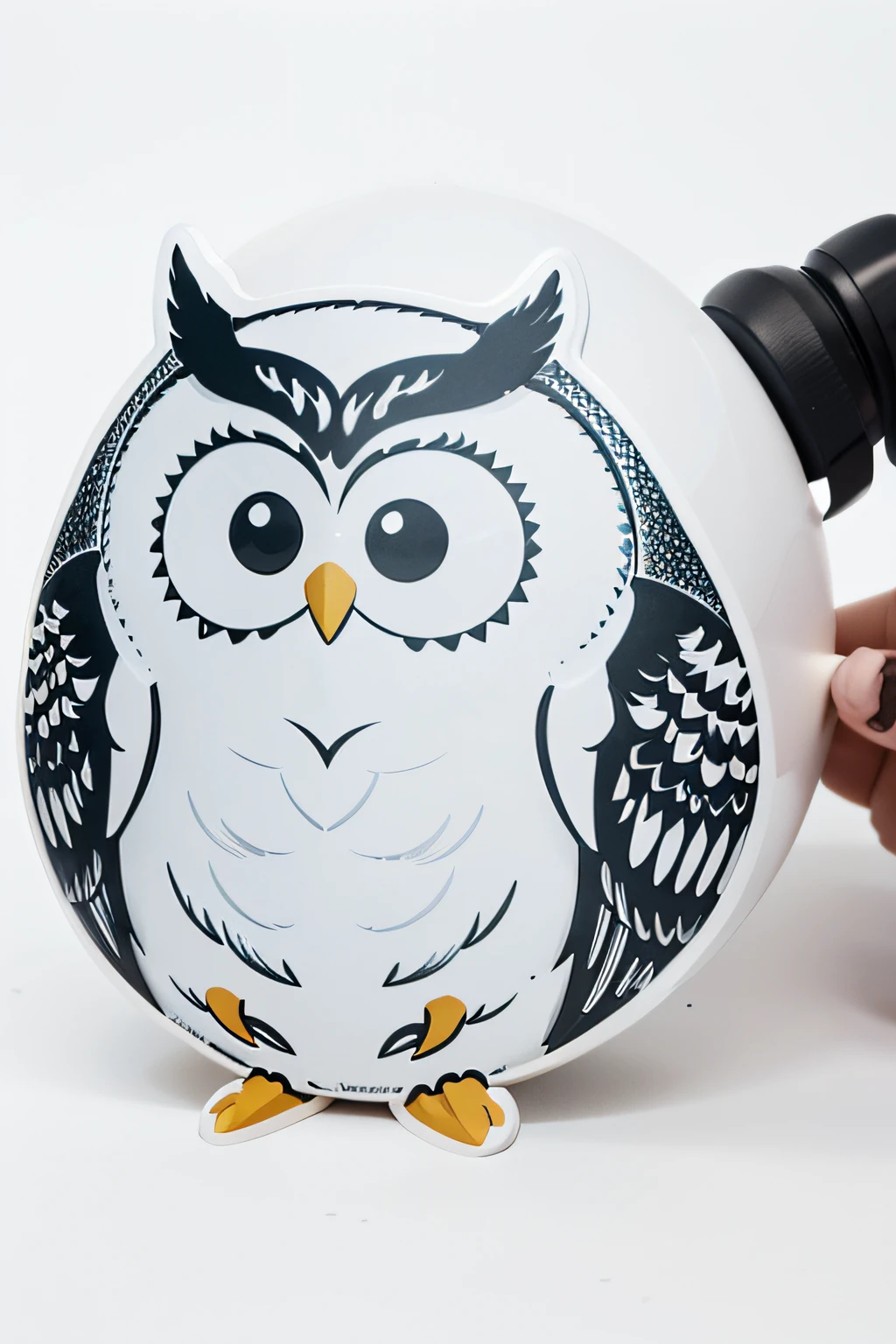 Imagine prompt:owls、a sticker、jolly、dark、Art Toy Style、outlines、vector、White background、A detailed Fantasia