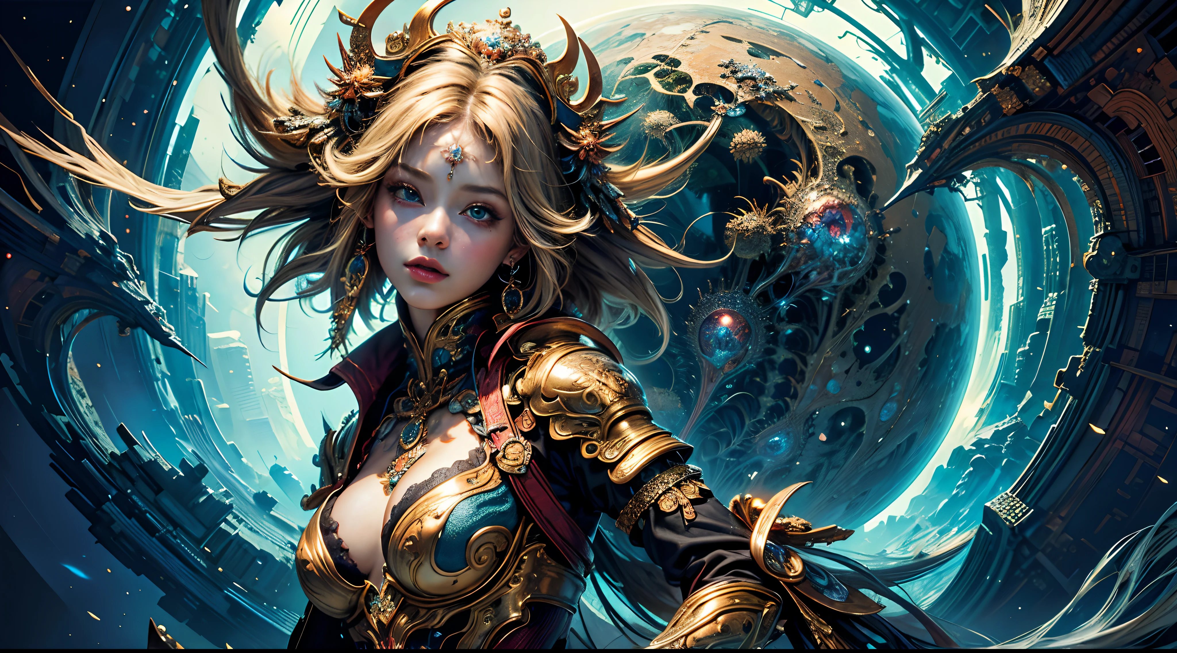 (masterpiece, top quality, best quality, official art, beautiful and aesthetic:1.2), (1girl), extreme detailed,(fractal art:1.3), ((1girl)), highest detailed, woman, bimbo