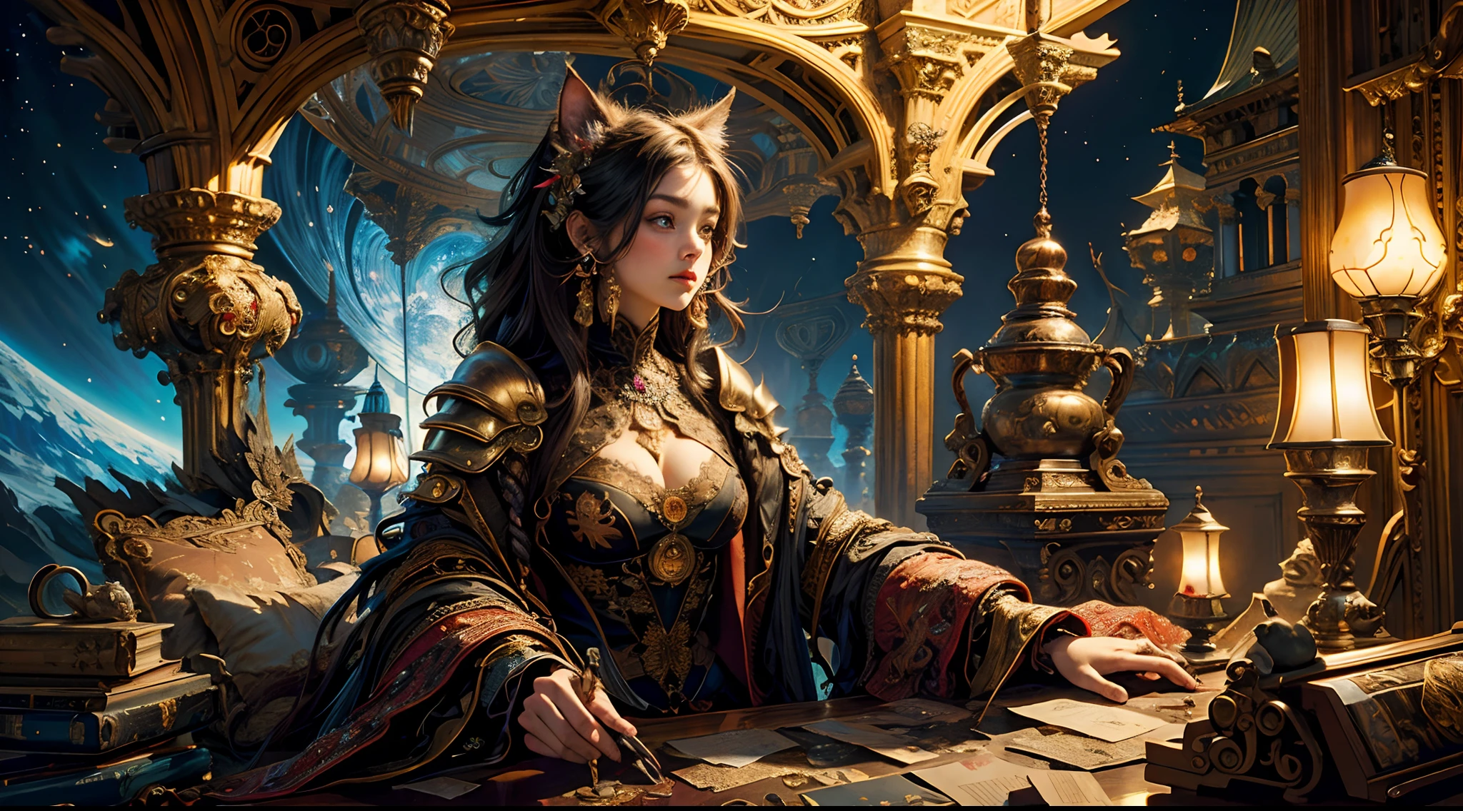 (masterpiece, top quality, best quality, official art, beautiful and aesthetic:1.2), (1girl), extreme detailed,(fractal art:1.3), ((1girl)), highest detailed, cat