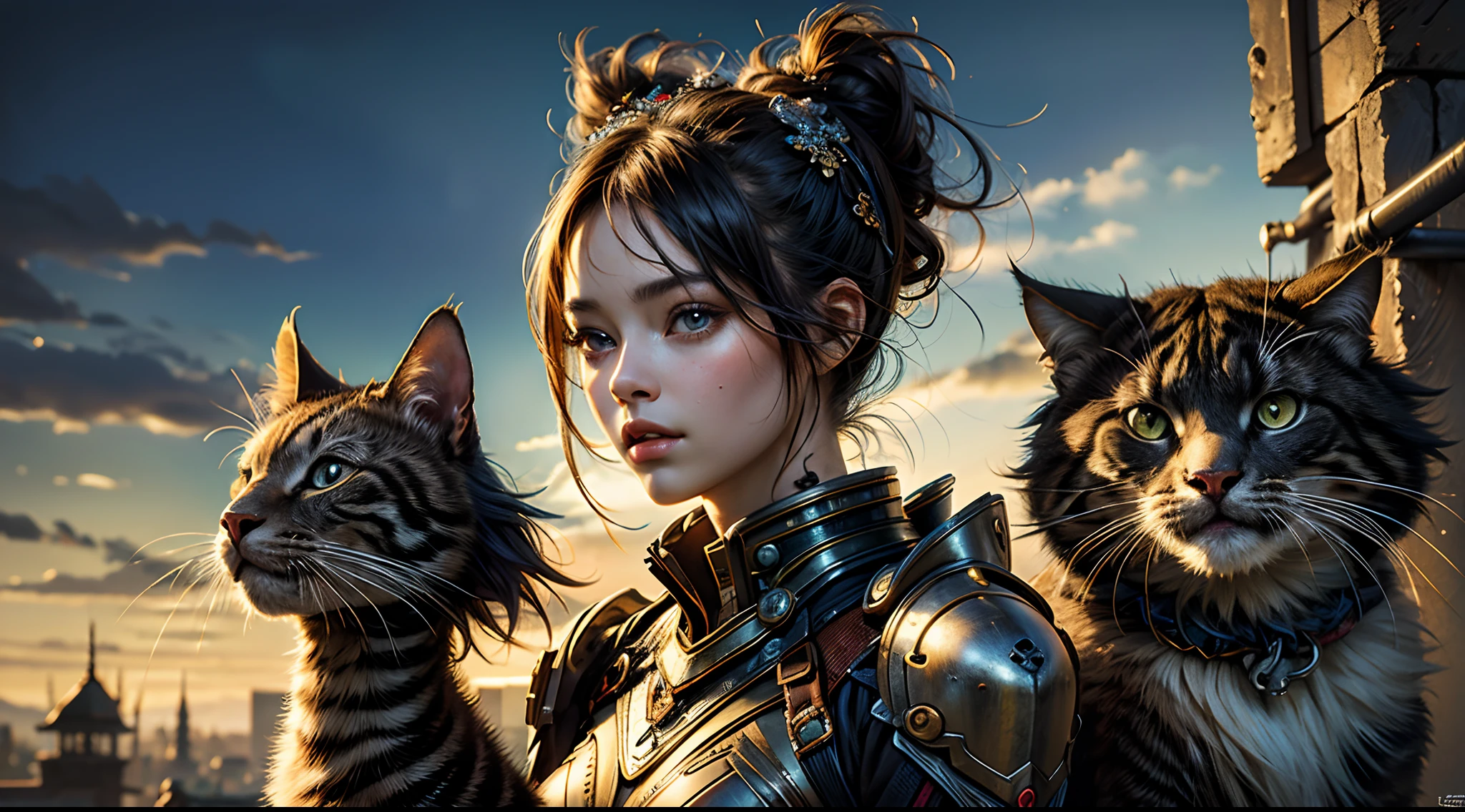 (masterpiece, top quality, best quality, official art, beautiful and aesthetic:1.2), (1girl), extreme detailed,(fractal art:1.3), ((1girl)), highest detailed, woman and cat