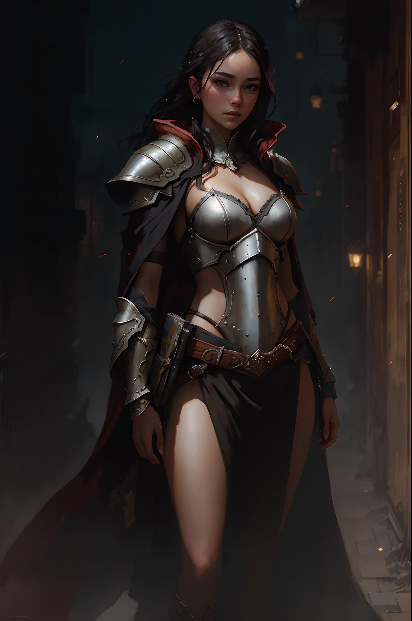 modelshoot style, (extremely detailed cg unity 8k wallpaper), full shot body photo of the most beautiful artwork in the world, Armor Cloak, professional majestic oil painting by Ed Blinkey, Atey Ghailan, Studio Ghibli, by Jeremy Mann, Greg Manchess, Antonio Moro, trending on artstation, trending on CGSociety, intricate, high-detail, crisp focus, breathtaking, photorealistic painting art by midjourney and greg rutkowski