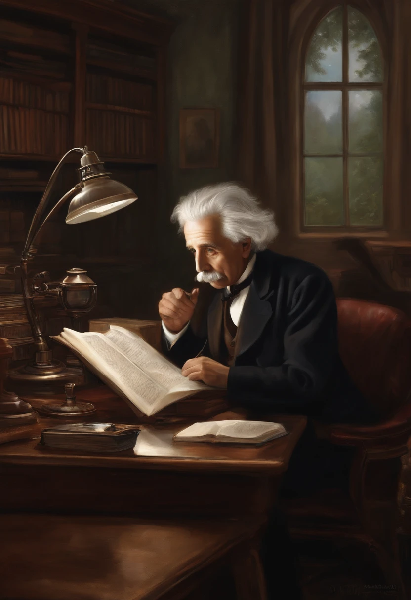 do Albert Einstein studying using an apple Macbook while, Nikola Tesla esta ensinando ele a como usar o aparelho, 1200x720