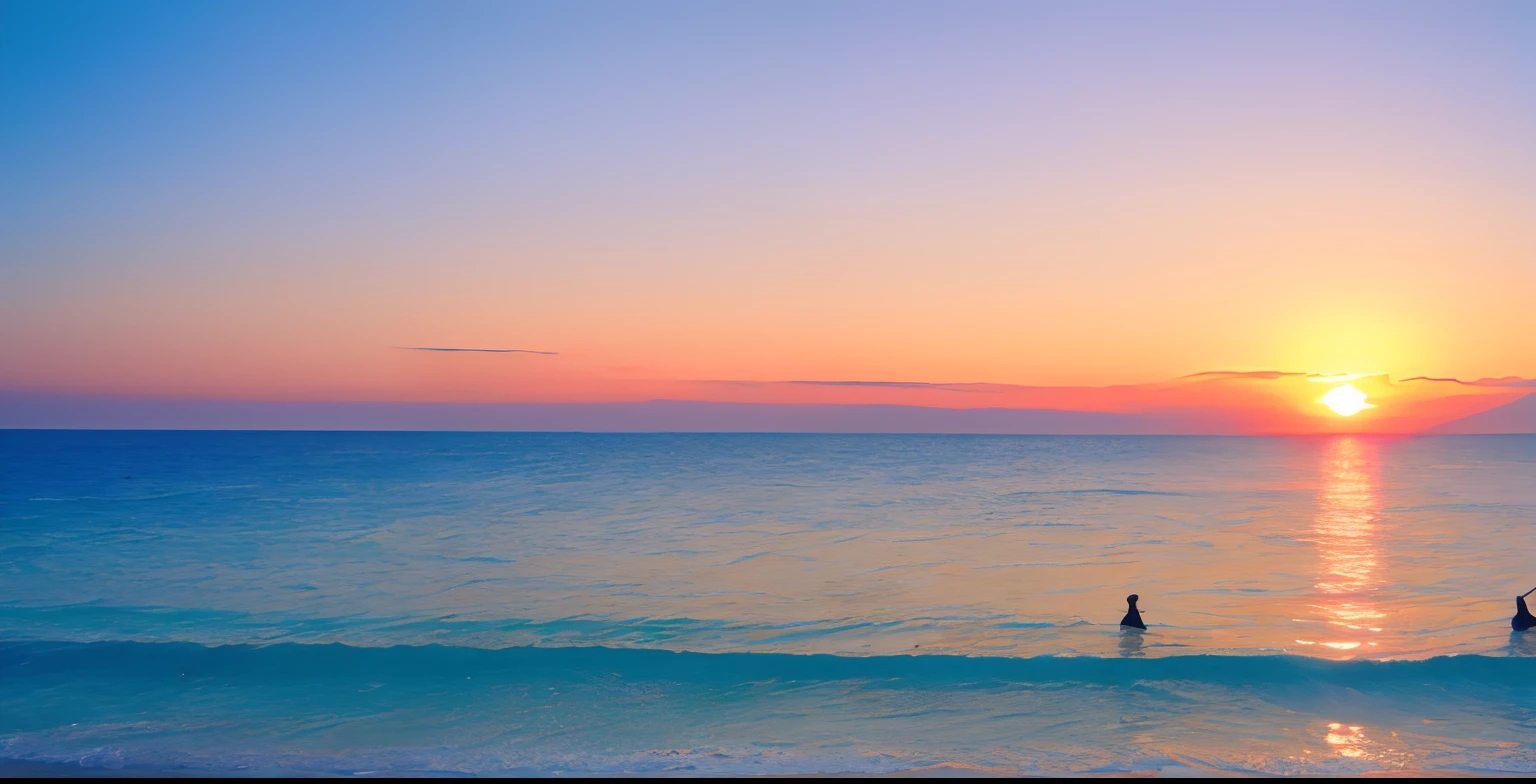 serene、a paradise、Guitar、backs、mare、the setting sun