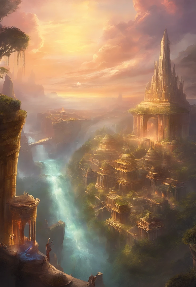 A majestic city that is inspired by an ancient city, combines ancient aspects with futuristic architecture.