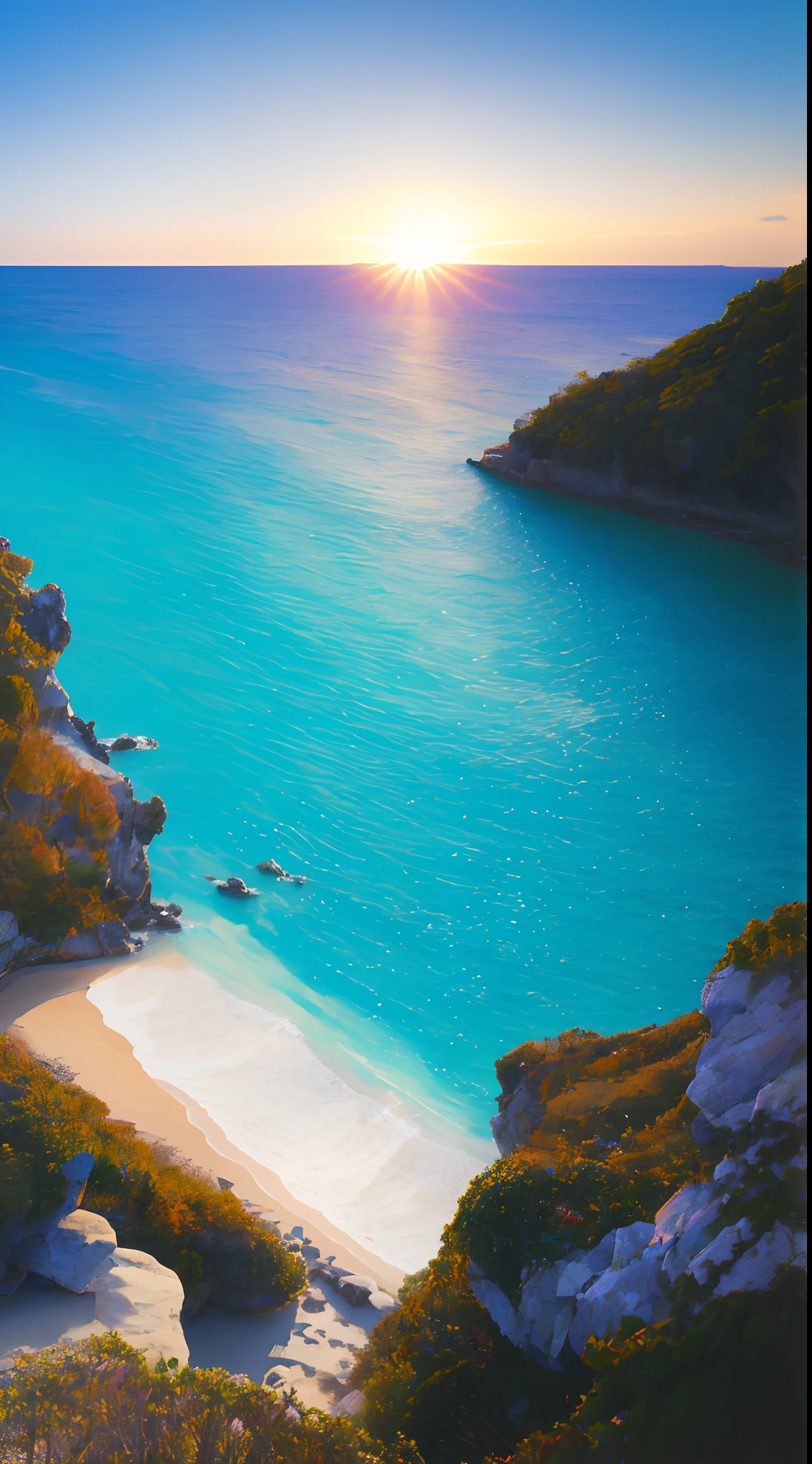 Serene、a paradise、Guitar、backs、mare、the setting sun