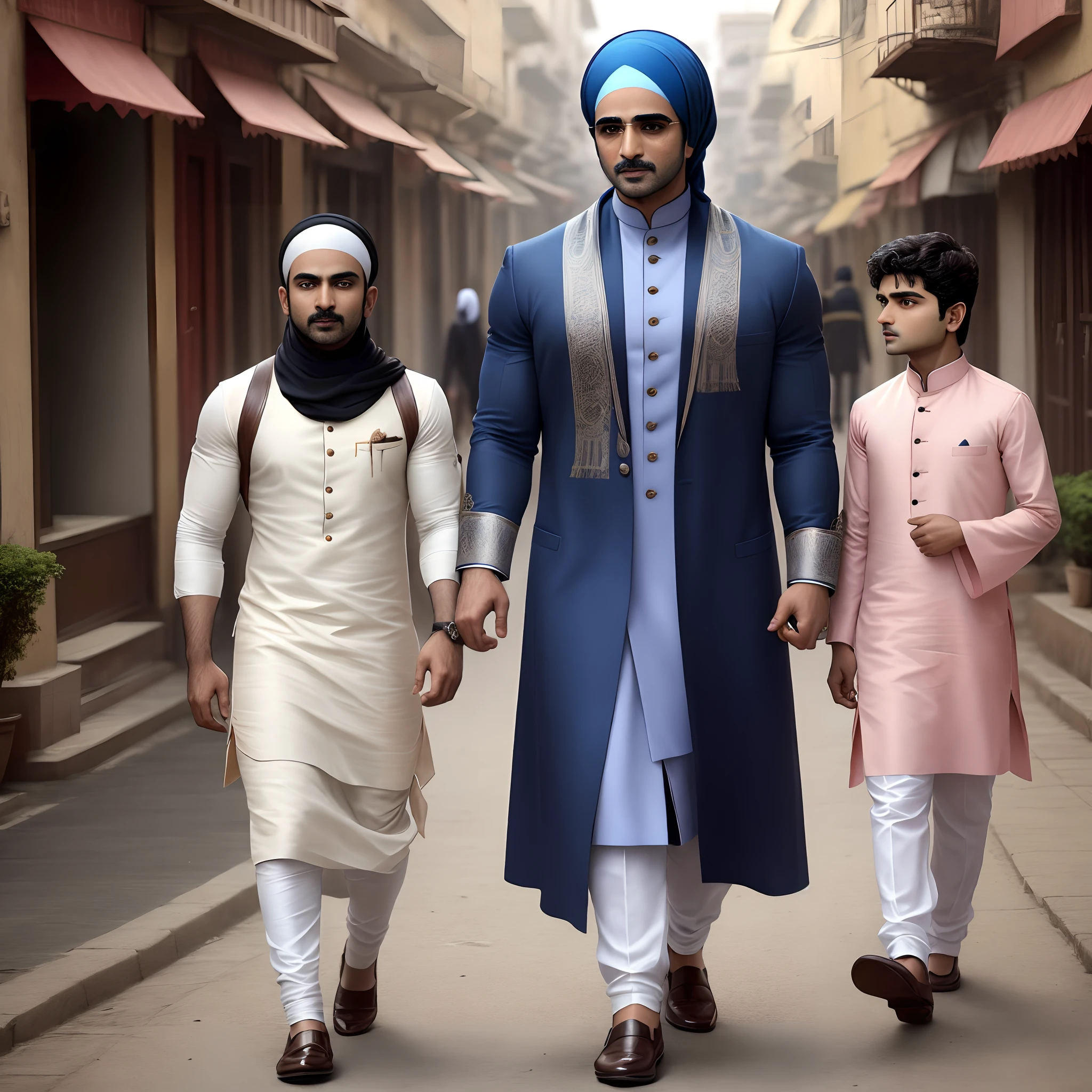 Hiritk Roshan Bollywood actor wearing Muslim boys dress walking in a street