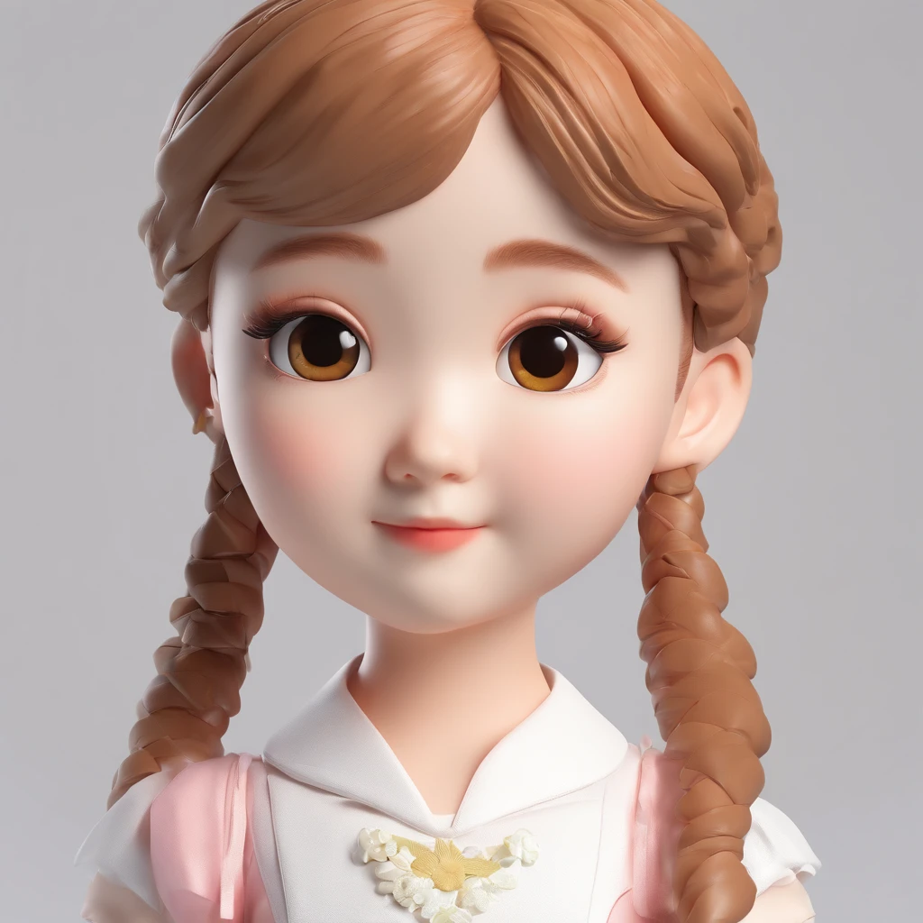 super cute girl IP by pop mart, Bright eyes, cherub,Little white dress, Clay, Models, a blind box toy, Glossy and delicate,Clean background, Good gloss, 3D rendering of,Best quality