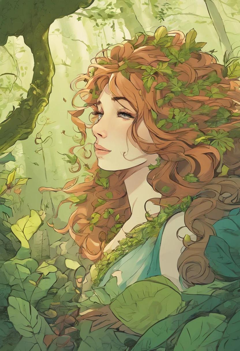 Generate a digital depiction of a Forest Elemental, an ethereal being resembling the essence of a lush forest.

1. **Physical Features:**
   - Composed of intertwining vines, moss, and woody textures.
   - Limbs resembling branches with small vines and leaves.

2. **Color Palette:**
   - Predominantly varying shades of green, resembling leaves and moss.
   - Subtle accents of earthy browns, blues, and purples for depth.

3. **Lighting and Atmosphere:**
   - Soft, natural light simulating forest settings.
   - Background of a dense forest with dappled sunlight.

4. **Pose and Composition:**
   - Graceful and dynamic posture, blending with the forest.
   - Medium shot focusing on overall form and natural textures.

5. **Expression and Ambiance:**
   - Facial features blend seamlessly with the surroundings.
   - The ambiance should evoke a sense of natural harmony and mystique.

Create an image capturing the organic, mystical essence of a forest elemental.