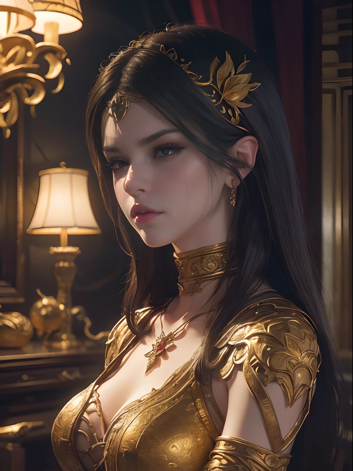 portrait Alexandra Daddario, wearing sexy bee costume, against the background of a beehive, 2 0 3 0 s, wavy hair, intricate, elegant, highly detailed, digital painting, artstation, concept art, smooth, sharp focus, illustration, art by thomas kindkade, charlie bowater, artgerm, greg rutkowski, alphonse mucha and alexandra fomina, 36k, glittering, shining