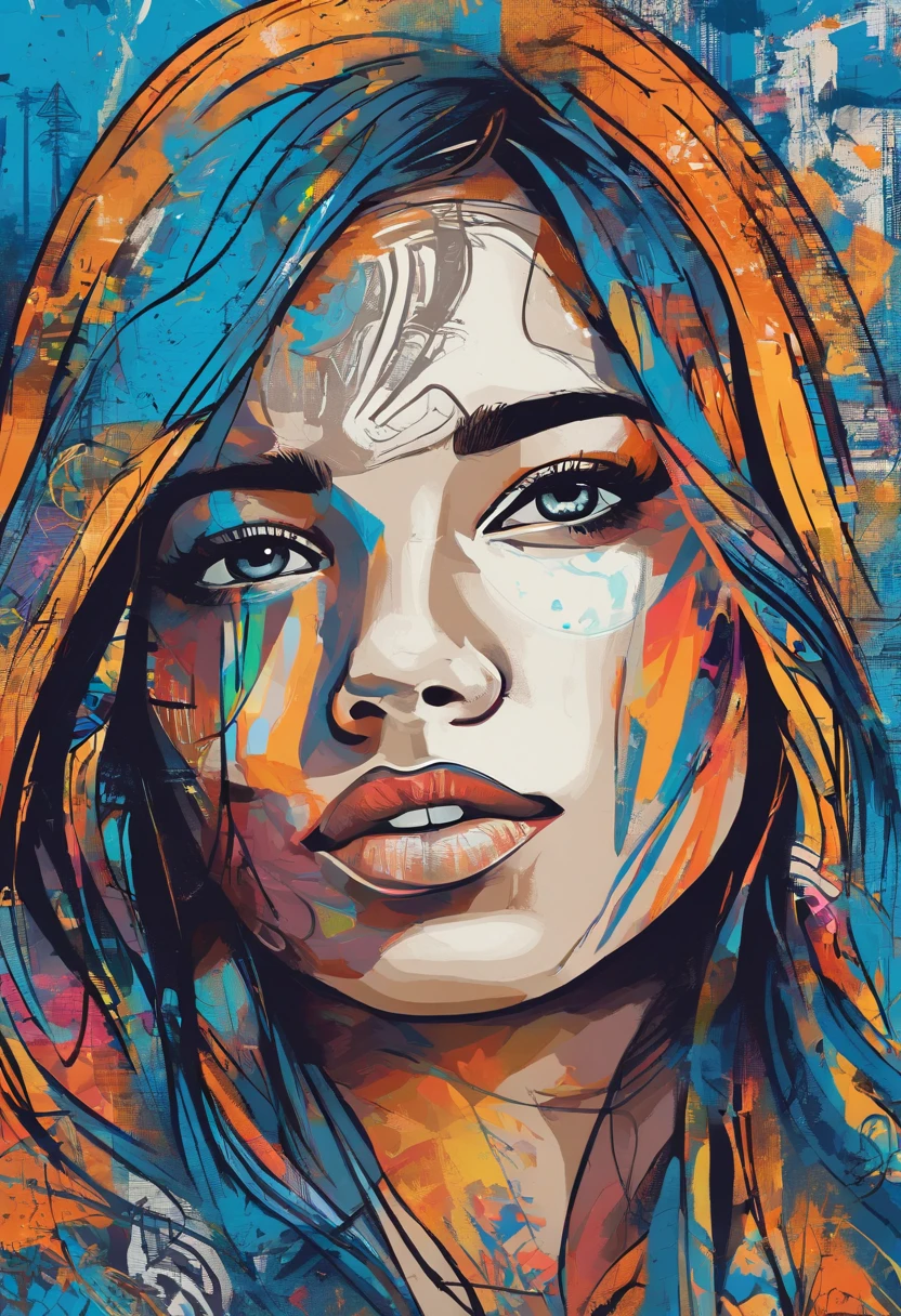 beautiful little girl Yalitza Aparicio, Retrato de medio cuerpo, Cabello corto y despeinado azul brillante, sombra de ojos negra, (Ropa de estilo urbano:1.2), (Antecedentes de la ciudad:1.2), maquillaje oscuro, Arte digital, tendencias en Artstation, Altamente detallado, Detalle fino, intrincado, Hermoso brillo detallado, Detallado, cinematiclight, Altas Resoluciones, Detailed facial features,foco nítido, Suave, aesthetic,