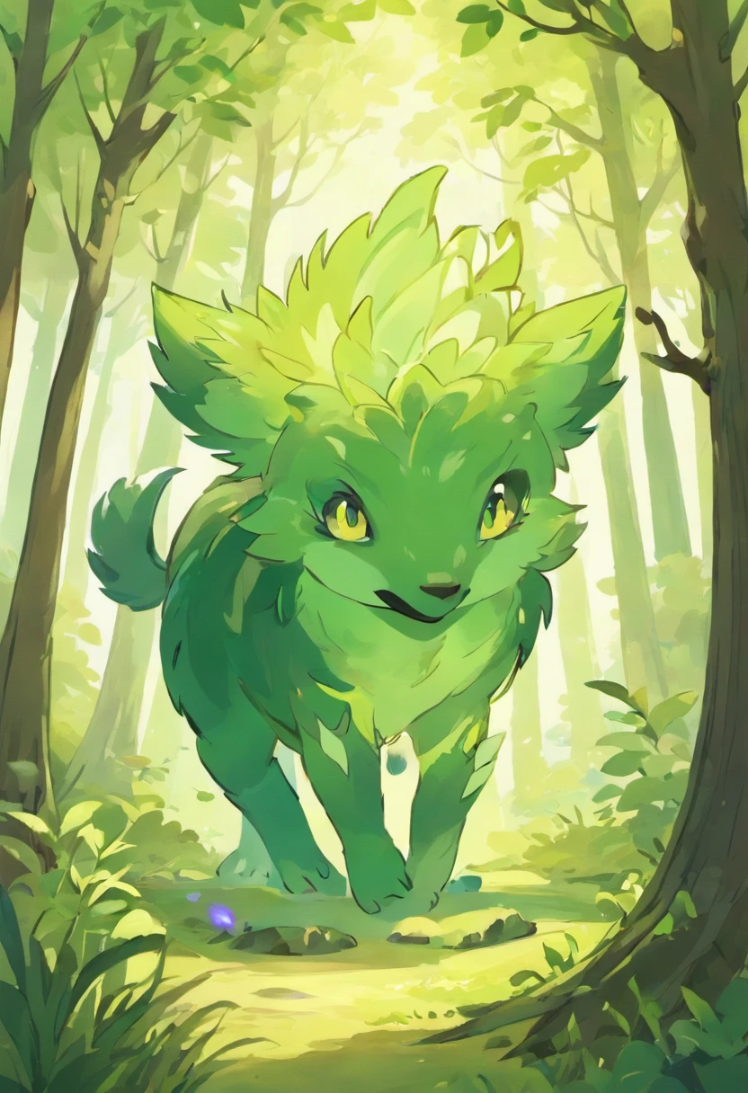 Generate a digital artwork of a Forest Elemental that does not possess any human or humanoid features.
1. **Physical Features:**
- Form inspired by the combined features of five animals commonly found in forests, merged into an elemental, non-humanoid structure.
- Limbs inspired by those of animals for a natural and creature-like appearance.
2. **Color Palette:**
- Dominant greens resembling the hues of forest foliage.
- Subtle browns and greys for a natural, earthy appearance.
3. **Lighting and Atmosphere:**
- Soft, diffused lighting mimicking dappled sunlight in a forest.
- Background featuring a forest setting without any signs of human presence.
4. **Pose and Composition:**
- An abstract, elemental form inspired by the movement and essence of forest animals.
- Focus on capturing the entity's integration with a forest-like environment.
5. **Expression and Ambiance:**
- Void of any human-like expressions or emotions.
- The ambiance should evoke a sense of elemental, natural energy, and the combined spirit of forest-dwelling animals.
Create an image depicting a Forest Elemental, resembling a fusion of features from five animals commonly found in forests, without any traits or features resembling humans.