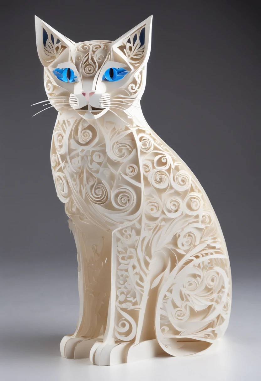 White cat animal,Median height with blue eyes