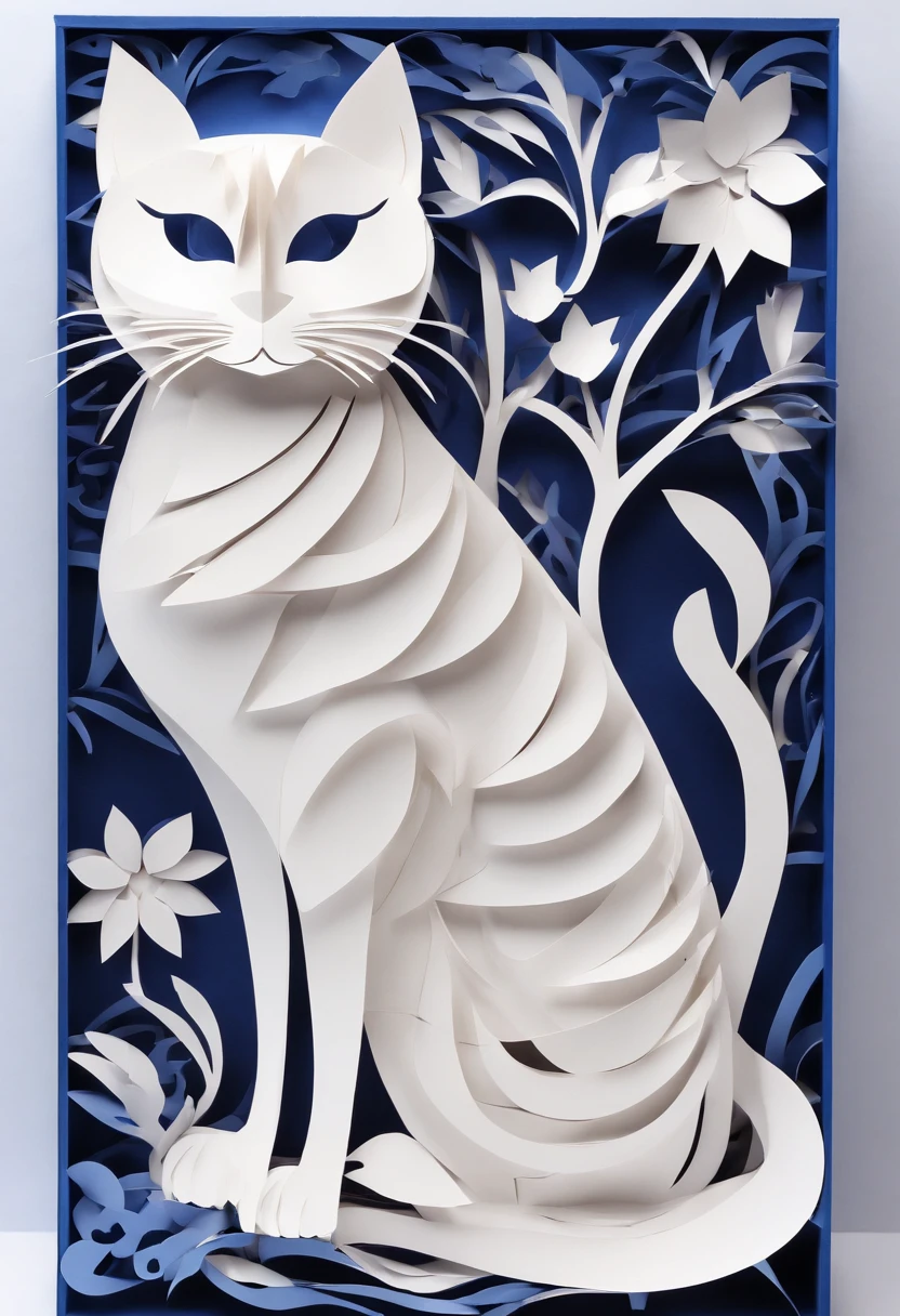 White cat animal,Median height with blue eyes