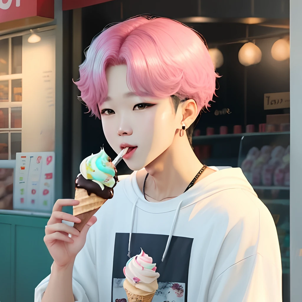 Jimin from bts eats ice cream