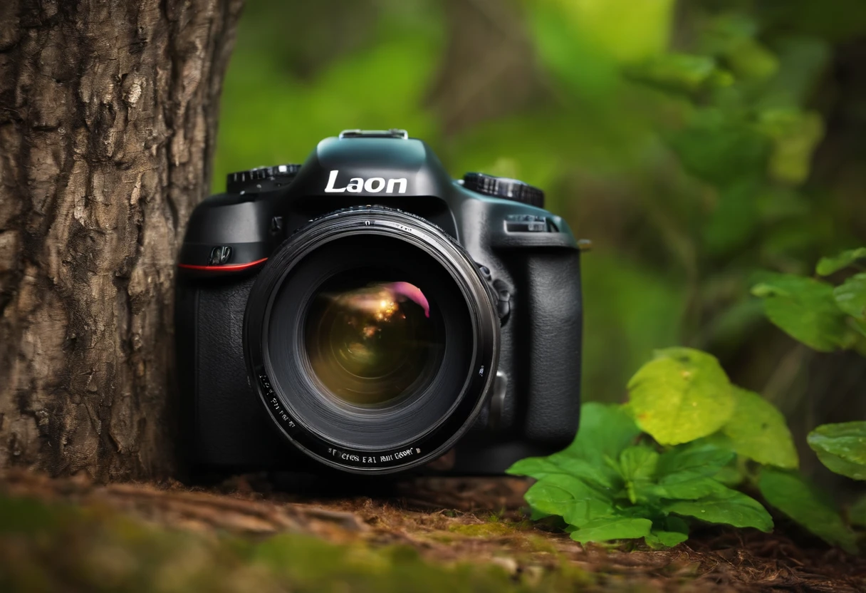 Camera lense in front of nature