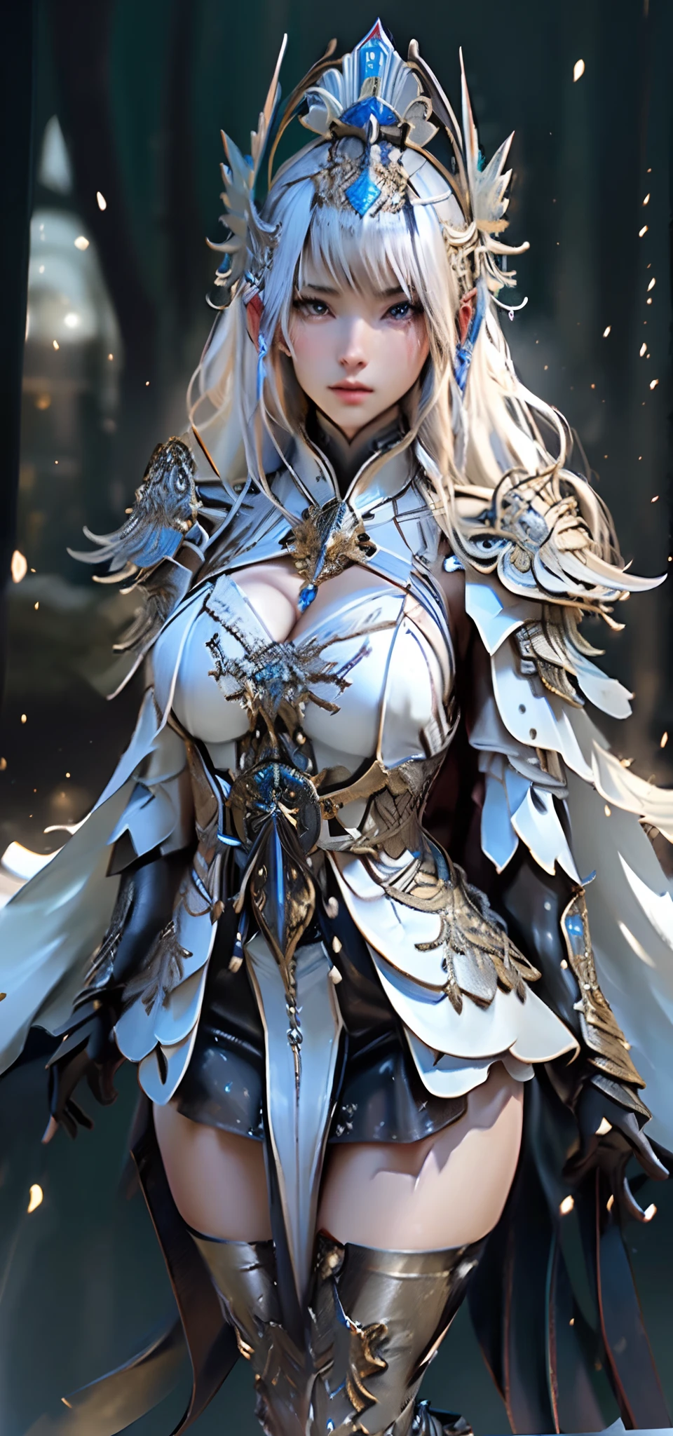 (( (tmasterpiece),(Very detailed CG Unity 8K wallpaper),best qualtiy,cinmatic lighting,细致背景,beatiful detailed eyes,Bright pupils,(Very fine and beautiful),(Beautiful and detailed eyes description),ultra - detailed,tmasterpiece,hight resolution)), Curly, ((Dressed in insanely sexy bikini armor:1.4)), Richly decorated armor, a beautiful woman warrior, Long hair, (Platinum Blonde Hair), cleavage of the breast