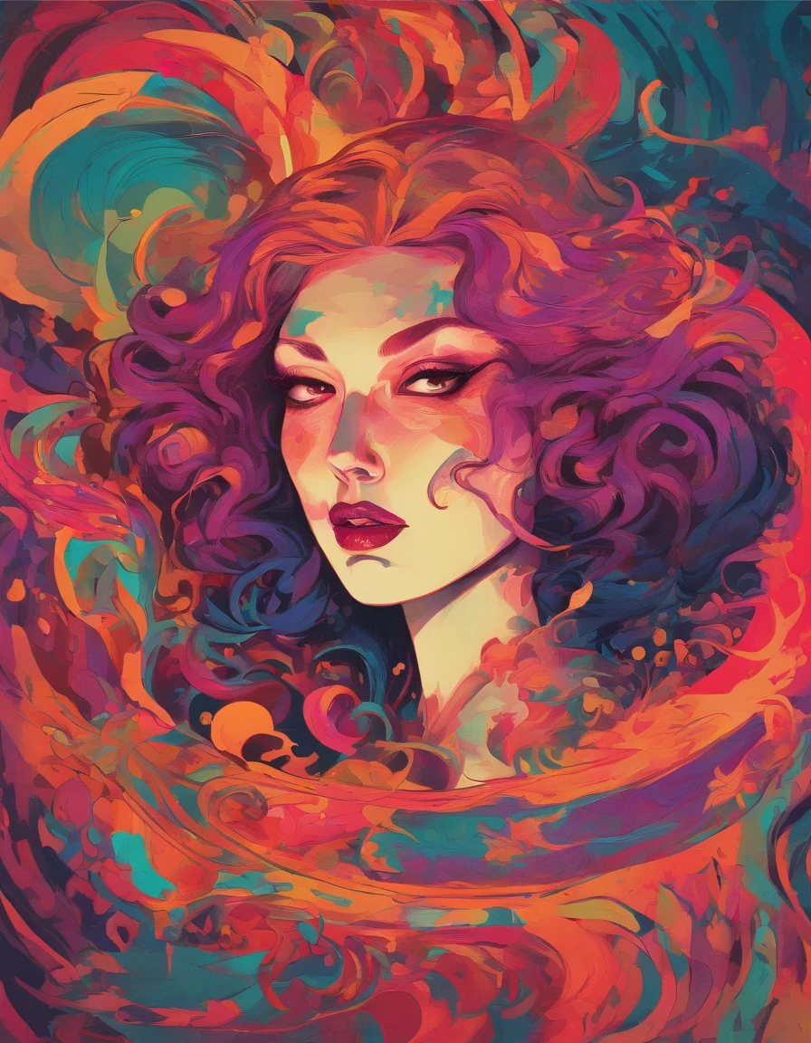 Dramatic Lighting, Chiaroscuro, Evocative Depth, chiaroscuro technique on sensual illustration of an elegant woman, vintage horror, eerie, matte painting, by Hannah Dale, by Harumi Hironaka, extremely soft colors, vibrant, highly detailed, digital artwork, high contrast, dramatic, refined, tonal, Use a sinister color palette and shadowy lighting to create a sense of foreboding