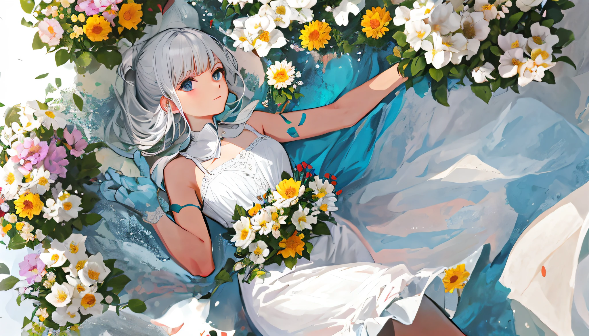 Neatly arranged flowers,The white