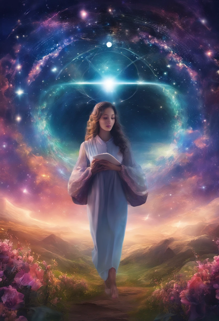 Show the future education scene, Features virtual classrooms, Wisdom Mentor, and the potential for interstellar learning. 8K