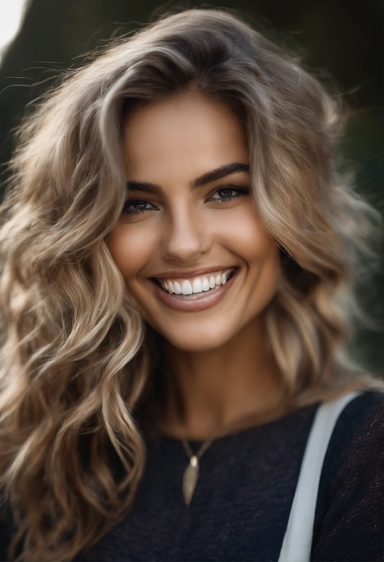 Um cabelo escuro、cabelos curtos、um sorriso、a bordo