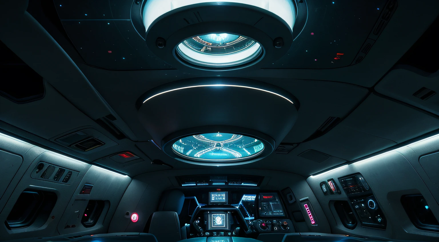 Zorp's round silver spaceship hovers silently above the ground. The metal surface is smooth and polished, reflecting the environment. Around the middle is a band of flashing colored lights blinking in sequence. The top dome is transparent showing the alien cockpit inside. Strange alien glyphs and screens cover the control panel. At the base are three powerful blue thrusters emitting a soft glow. The landing gear consists of long legs with anti-gravity pads. Along the sides are extended robotic arms ending in pincers and scanners to collect samples. A rear compartment stores Zorp's intergalactic equipment and belongings. The ship emanates alien technology far beyond human understanding. It appears compact yet ready to traverse the cosmos in a blink for Zorp's next adventure.