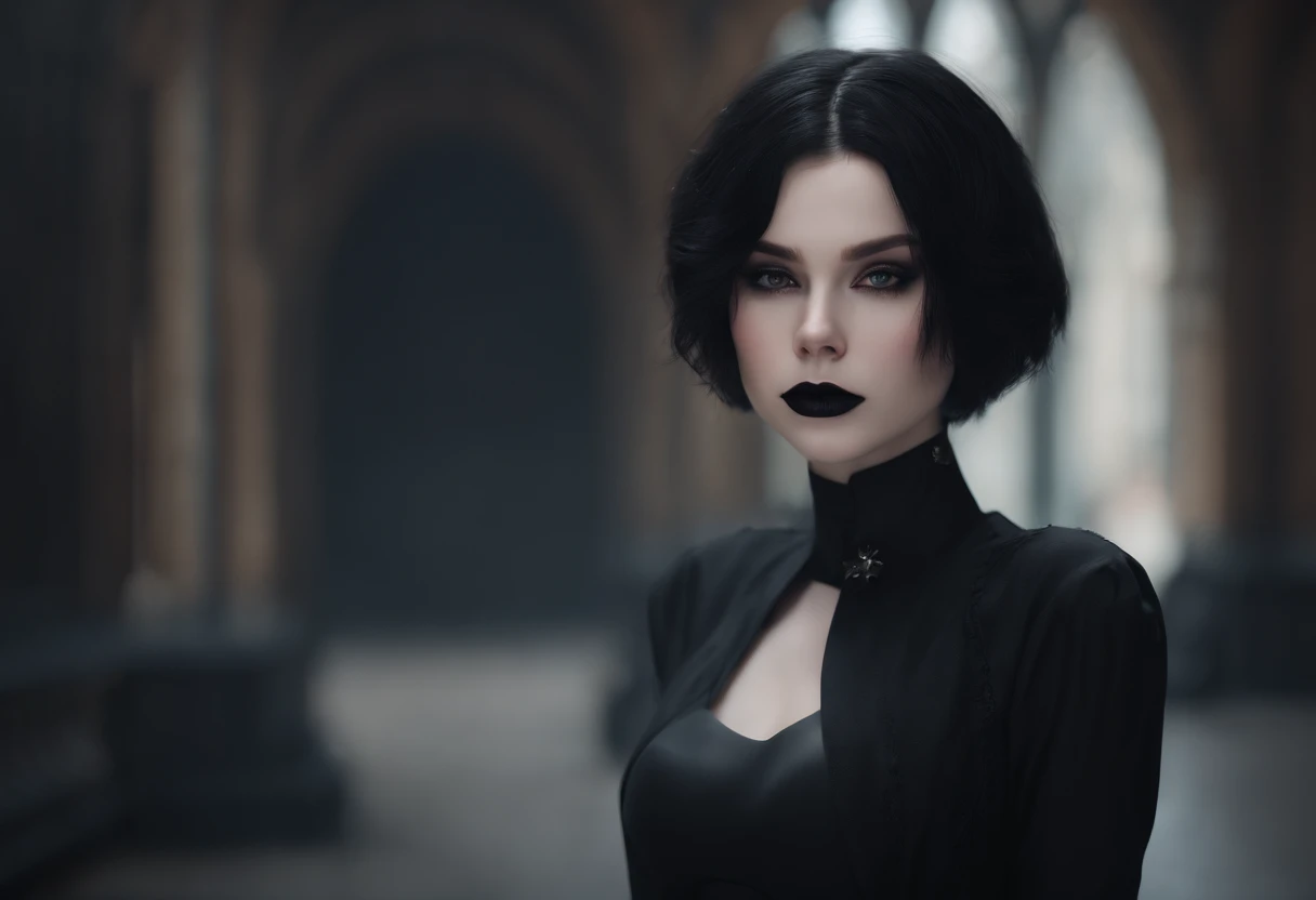 (extremely detailed CG:1.2), (masterpiece:1.2), (best quality:1.2),,((absurdres)),looking at viewer, solo,1girl,goth ,emo ,pale skin,short hair,black hair,20 year old,freckles,black lipstick,heavy makeup,fit body,sweaty,full body,nude