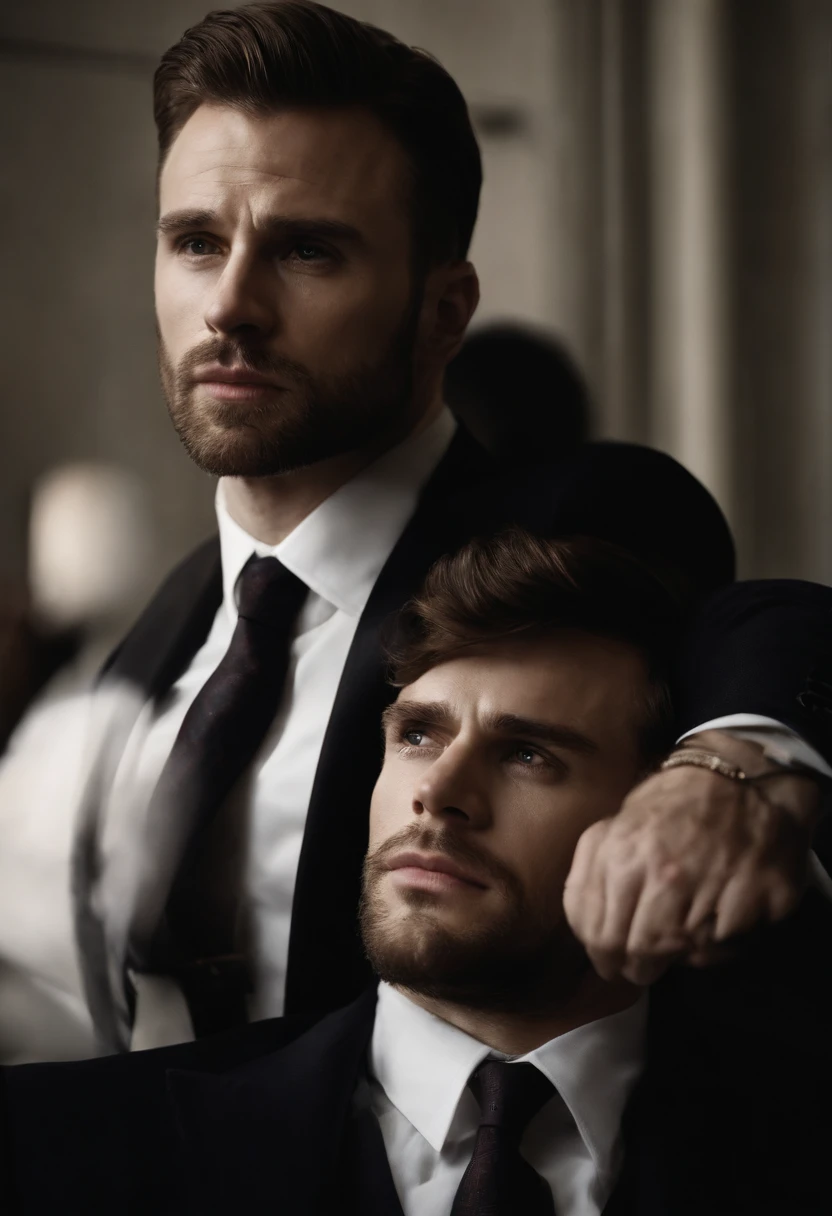 Chris Evans and Sebastian Stan in suits