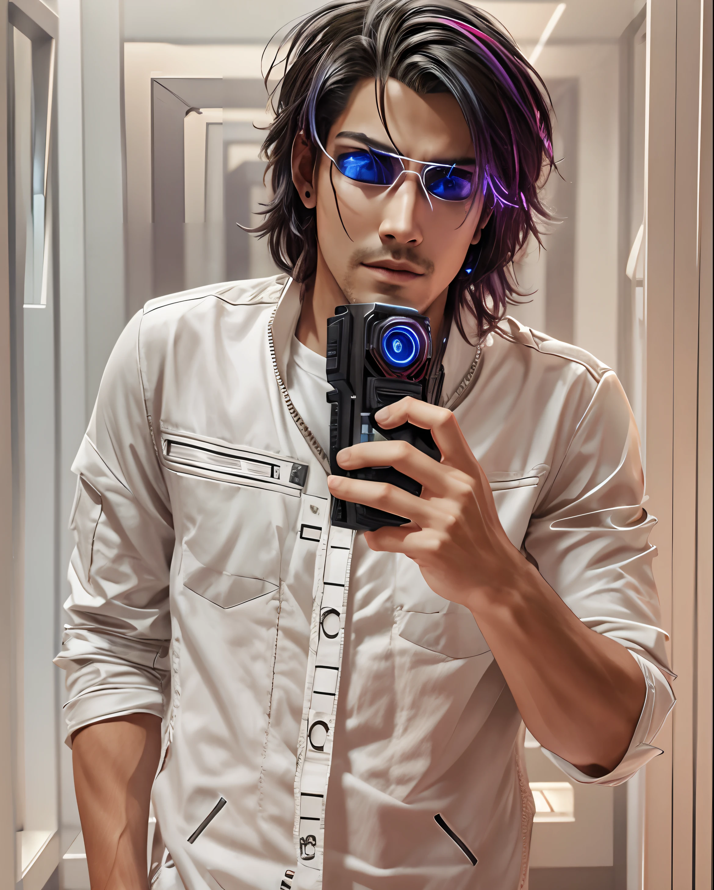 change background cyberpunk handsome boy , realistic face ,8k,ultra realistic,anime