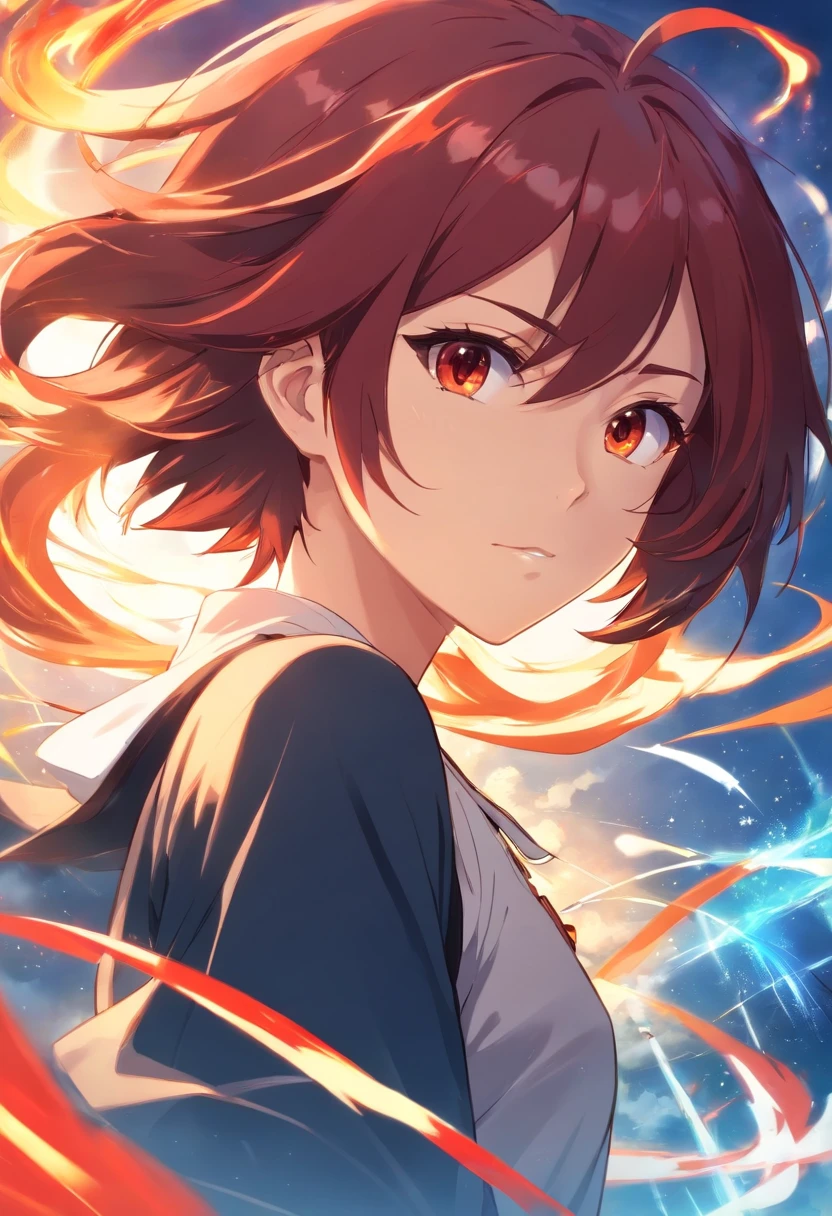 CREATE BLEACH MANGA STYLE IMAGE, YOUKAI HOMEM COM CABELO LONGO E VERMELHO, COM ORELHAS DE RAPOSA E UMA GRANDE CAUDA