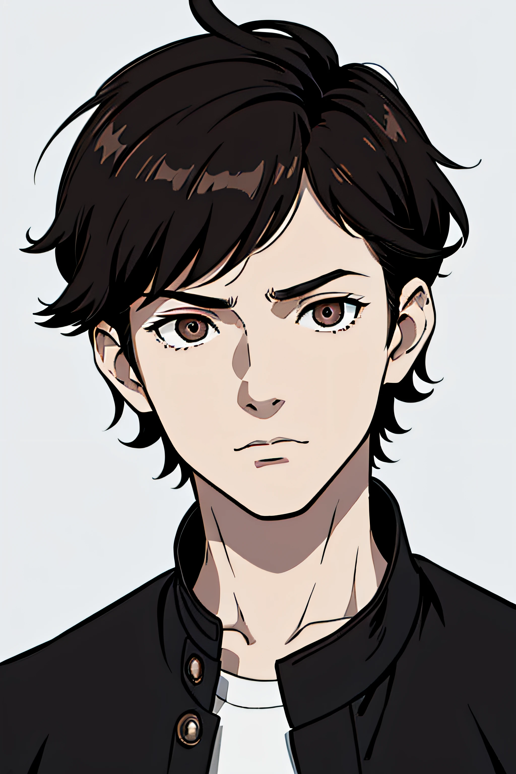 Younger,boy,portrait,upperbody,male focus, solo,masterpiece,4k,simple background,black hair , brown eyes,pale skin,Gakuran,short hair,,detailed eyes,detailed face,