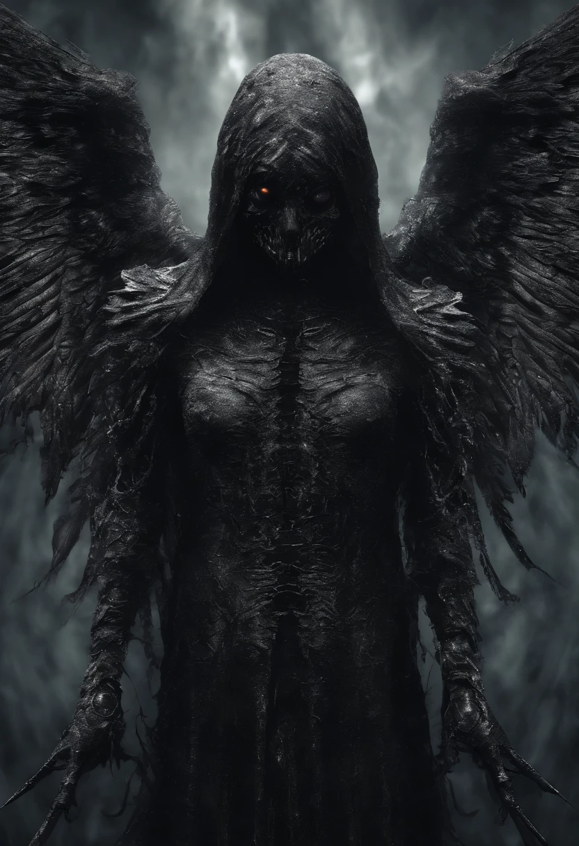 Dark Fallen Angel, Des yeux clairs brillants, sort de l'enfer, Eldritch, flippant, cauchemardesque, Very bright colors, Light particles, with bright light, Art du papier peint, UHD wallpaper,Medieval Costume