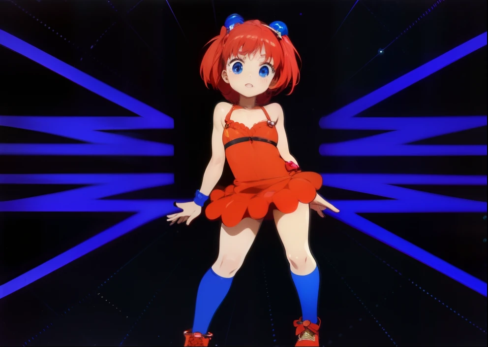 um close up de um personagem de desenho animado em um vestido vermelho, she is dancing, e 2K Cutecore Clowncore, Angewoman Glamorous Digimon, psychokinetic girl, sonic oc, Succubus em vestido curto apertado, she is dancing. Realistic, menina rave, Loli, Amy Rosa vestido vermelho, Zenkai de corpo inteiro! terno asuka, frantic dancing pose