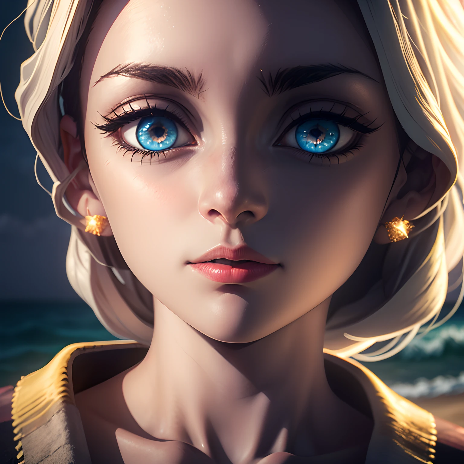 A girl at the beach, during the night.
(beautiful detailed eyes, beautiful detailed lips, extremely detailed eyes and face, long eyelashes), (best quality, 4k, 8k, highres, masterpiece:1.2), ultra-detailed, (realistic, photorealistic, photo-realistic:1.37), HDR, UHD, studio lighting, ultra-fine painting, sharp focus, physically-based rendering, extreme detail description, professional, vivid colors, bokeh, portraits, landscape, (night scenery, dark scenery), (ocean waves, gentle breeze), peaceful atmosphere, calming colors, moonlight, stars.
