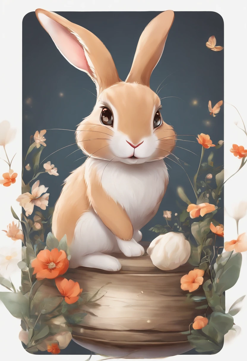 round animal anime cartoon rabbit short leg short hand oval