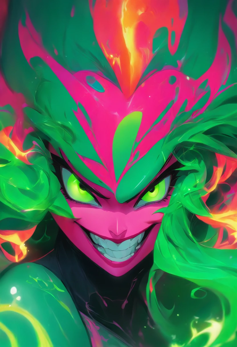 Green witch with glowing eyes and a black hat holding a black bat, rossdraws cartoon vibrant, jen bartel, artgerm and atey ghailan, wicked smile, bright witch, wicked grin, evil smile and glowing eyes, otto schmidt, evil grin, expressing joy. by krenz cushart, fashionable dark witch, rossdraws pastel vibrant graffiti art, splash art, street art, spray paint, oil gouache melting, acrylic, high contrast, colorful polychromatic, ultra detailed, ultra quality, CGSociety Semi-body shot, Ultra Realistic Photo, Beautiful model wearing an avant-garde rendering by octane
