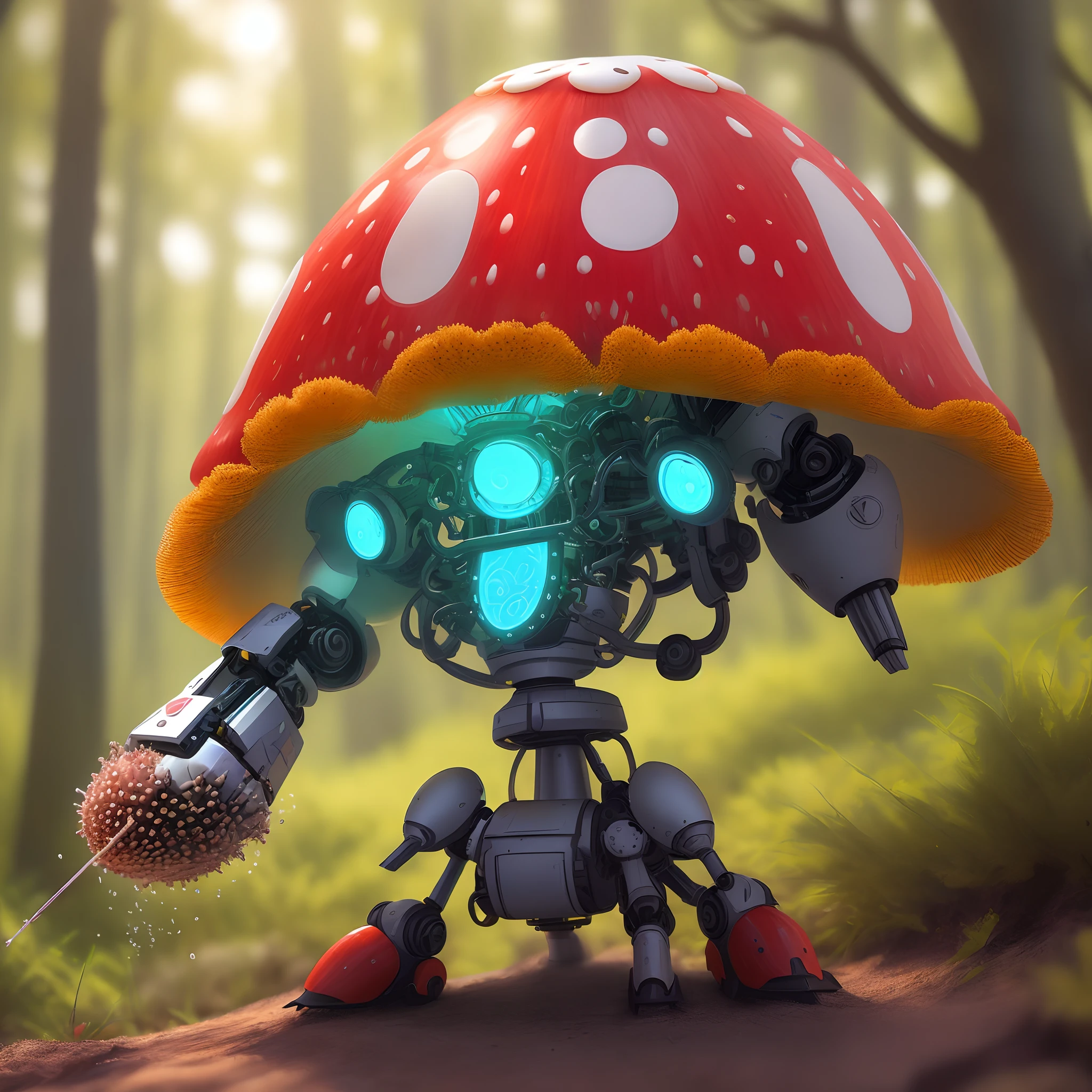 warrior spirit magical red fly agaric artificial intelligence. Strength and power