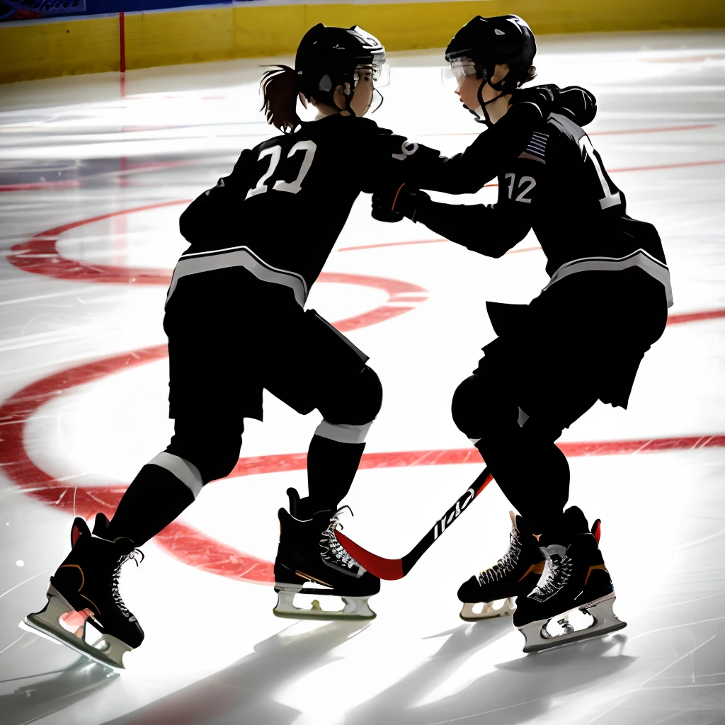 One figure skate, and one hockey skate tied together in black-and-white vector image