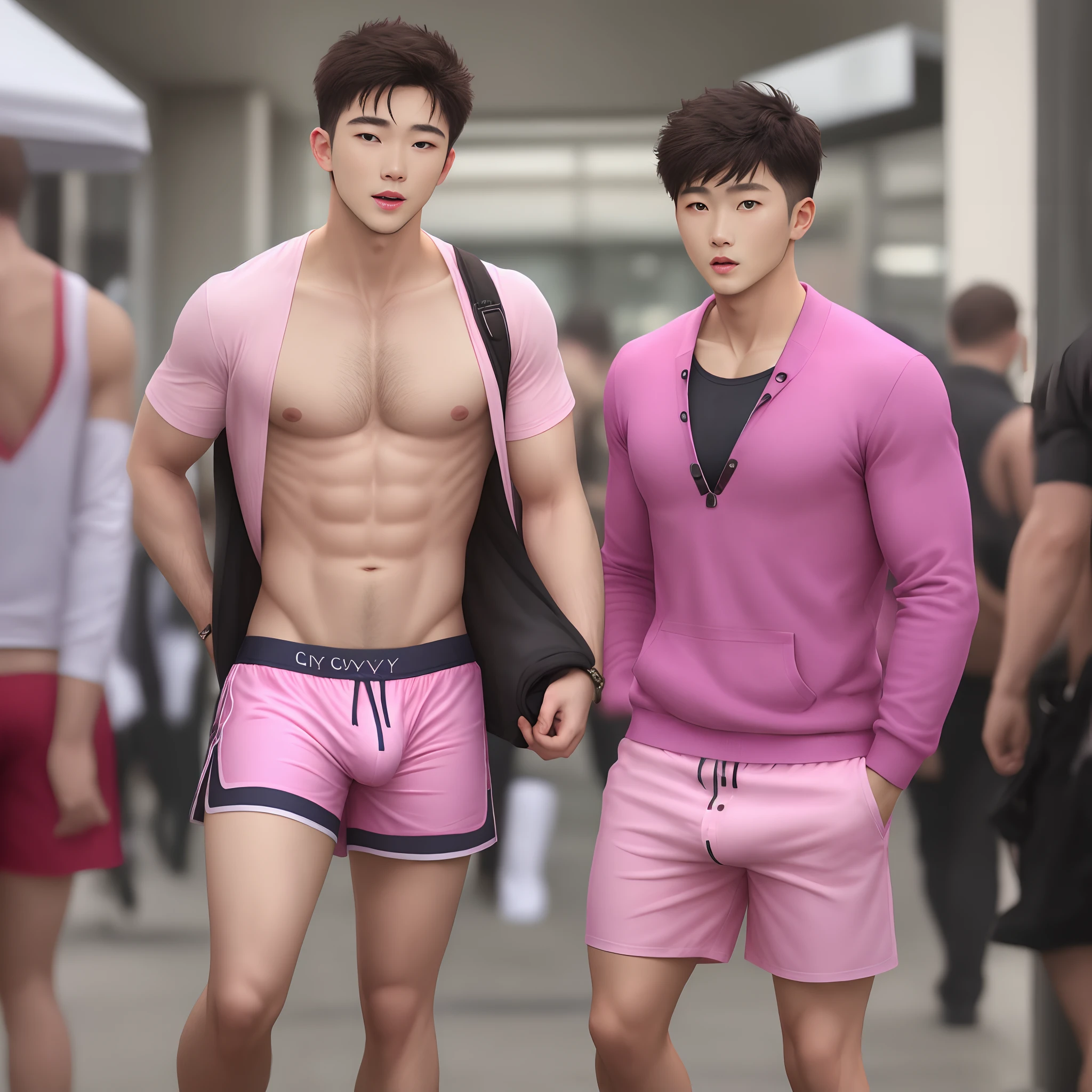 Guy wearing pink boxers