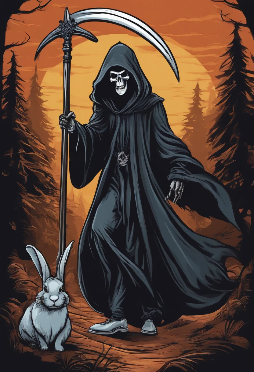 grim reaper in bunny slippers shoes cartoon vector