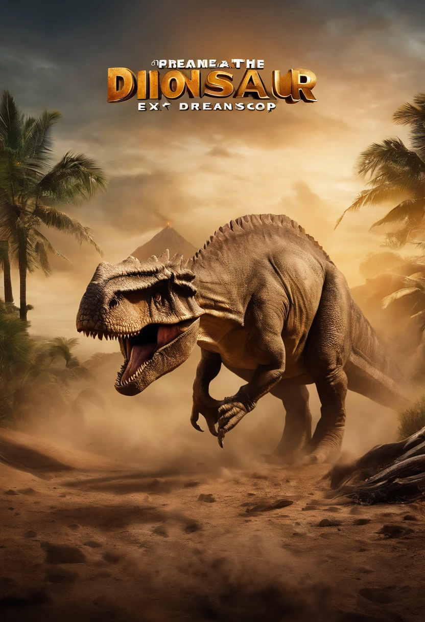 Concevez une affiche de film pour 'Extreme Dinosaur,' starring Dwayne Johnson as a half-Triceratops character. The poster should mix Dwayne Johnson's action hero character with the dinosaur theme, Create an eye-catching and exciting visual. The title should be bold and prominently displayed, Capturing the essence of this unique action-adventure film