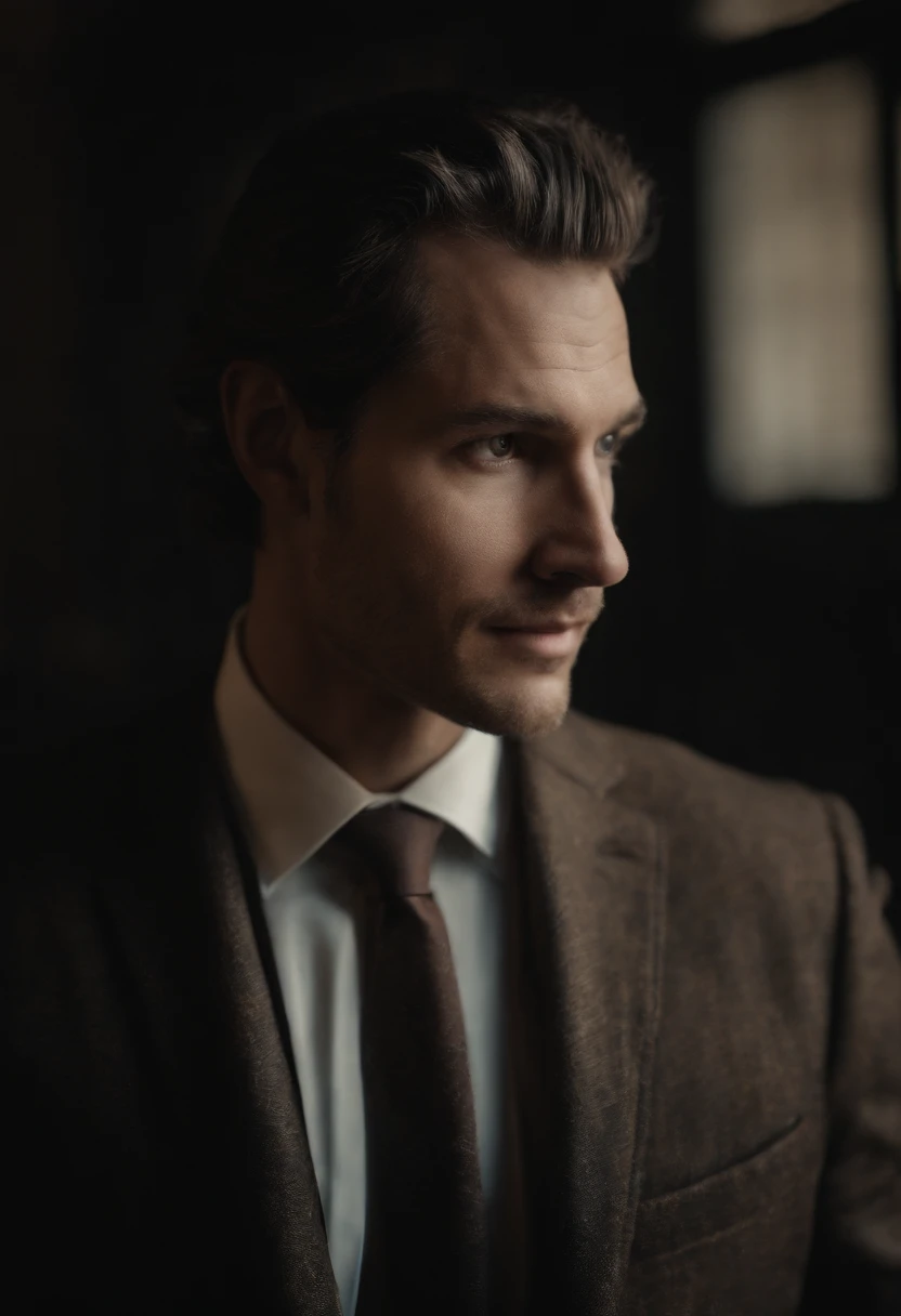 Homme d'affaire, dark brown hair, yeux marron