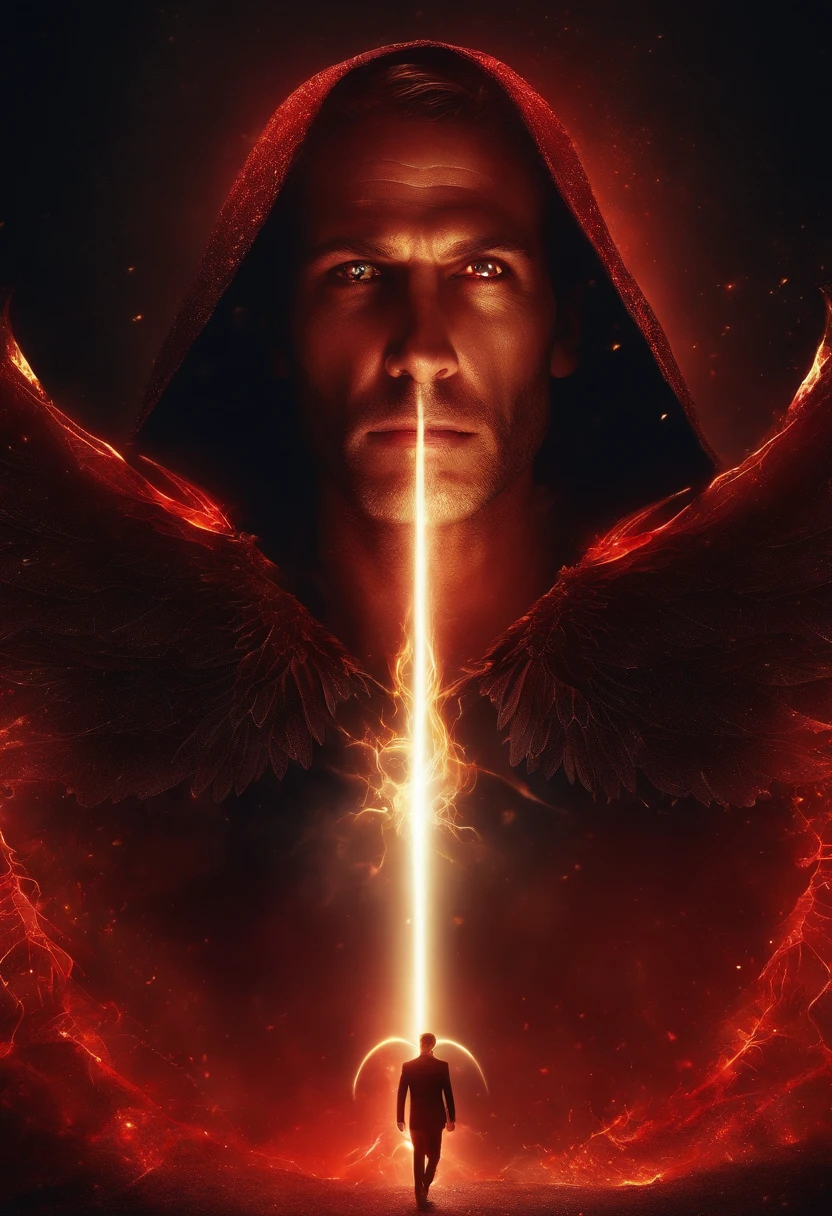 Lucifer MorningStar , ojos rojos  y brillantes,  misterioso, horripilante, Pesadilla, colores muy brillantes, light particles, con luz brillante, Mshiff, Arte de papel pintado, Fondo de pantalla UHD