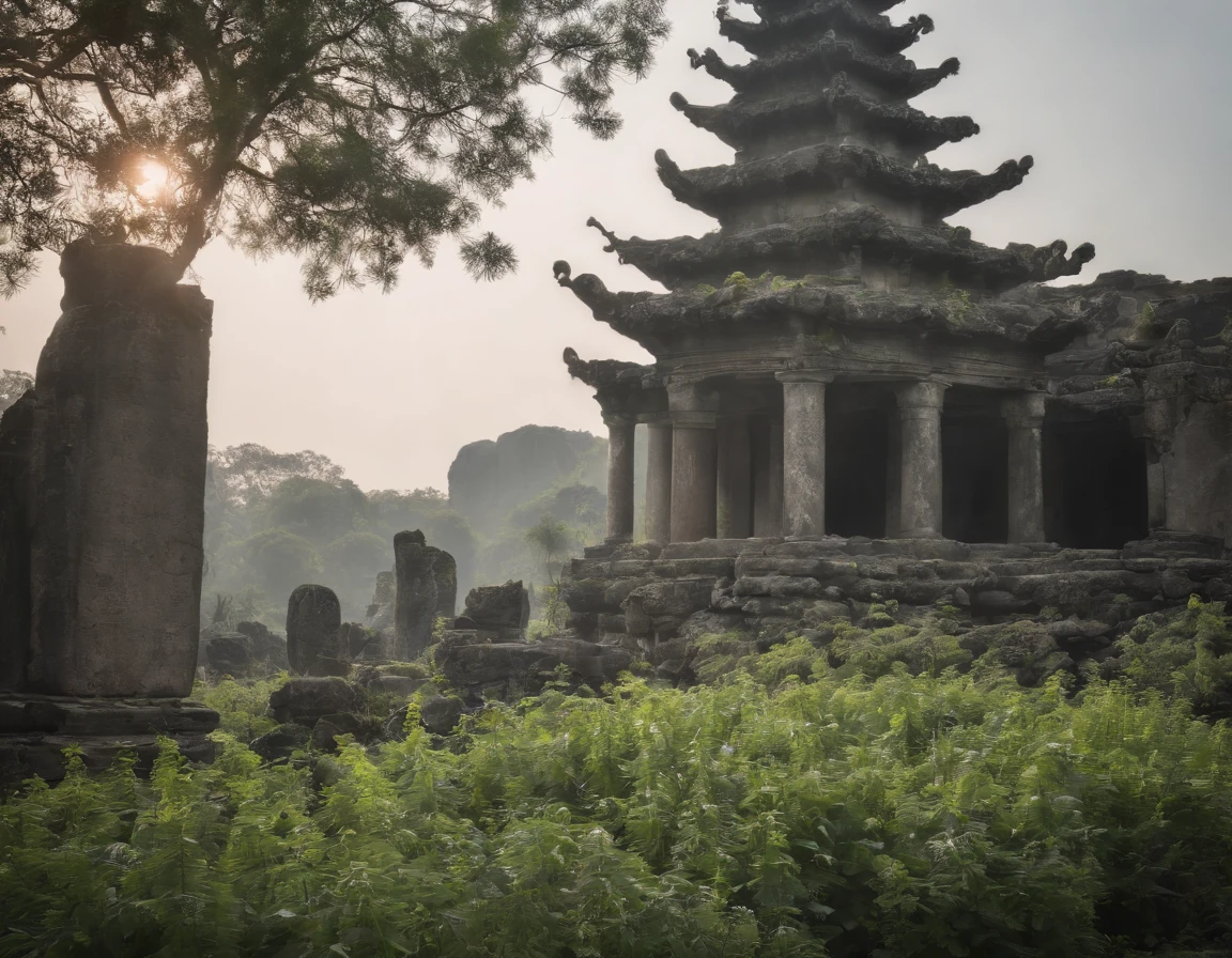 Temple of the Ruins、moonlights、Overgrown weeds、Dead trees々